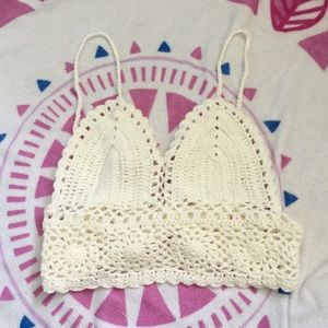 White Crocheted bandeau/crop top